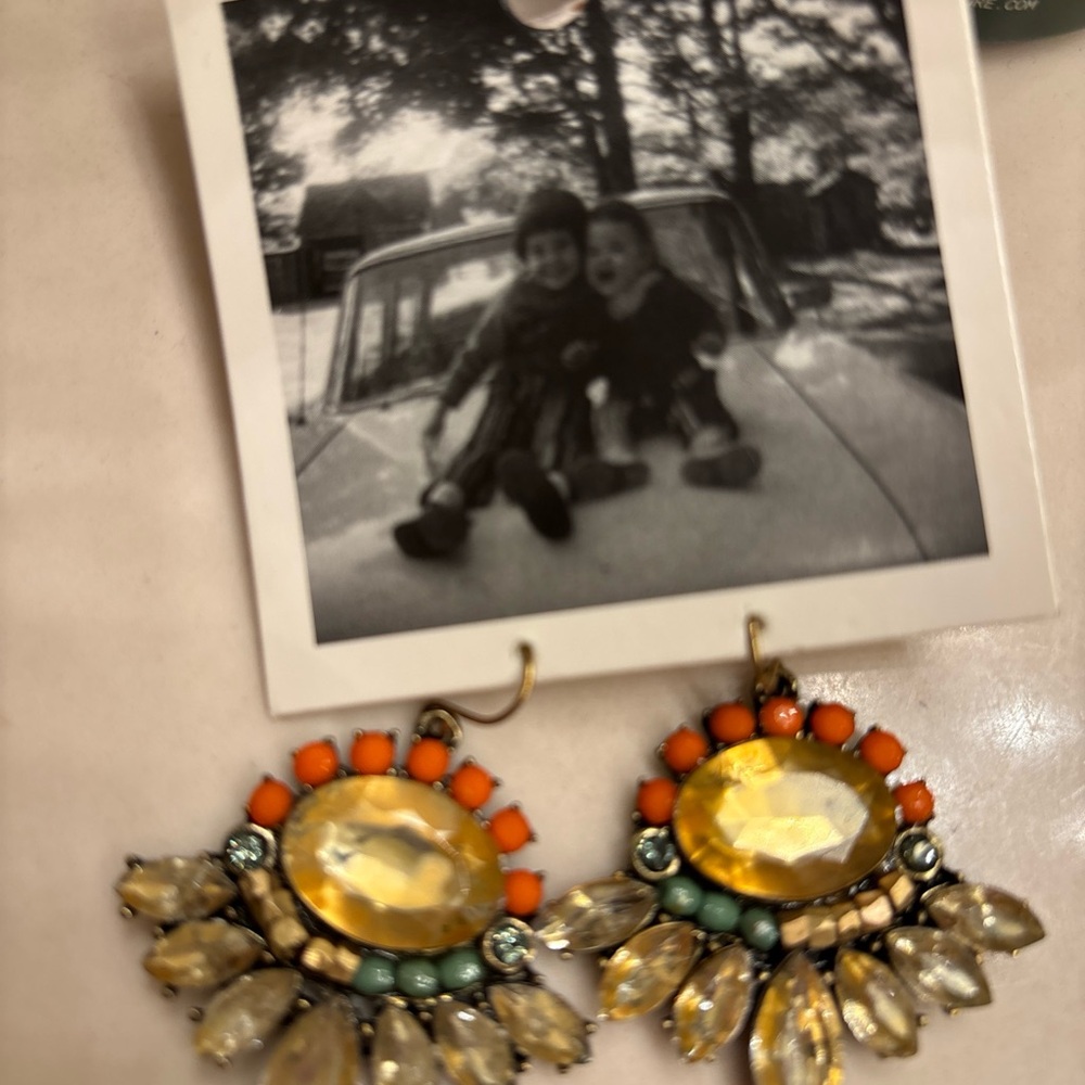 Statement Drop Earrings in Orange and Gold anthropologie